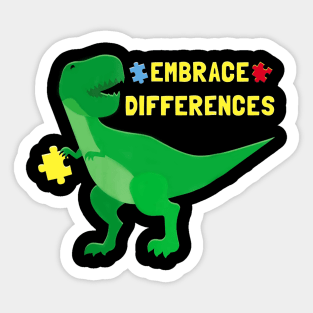 Autism Awareness Shirt Kids Women Men Dinosaur Puzzle Piece Sticker